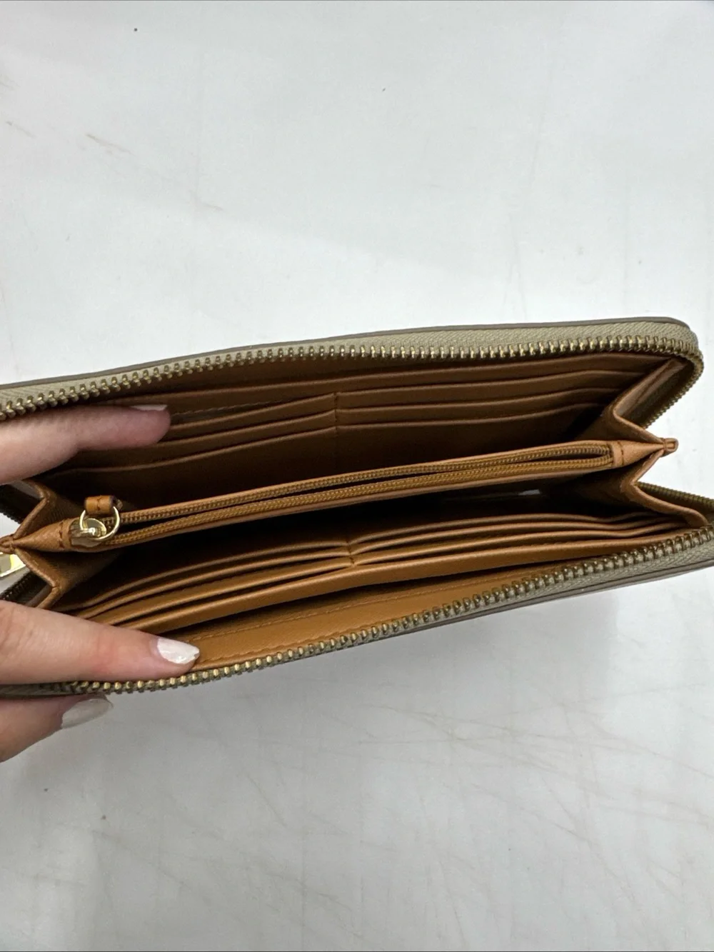 Fossil Zip Around Long Leather Wallet Issue No. 1954 Gold Shimmer